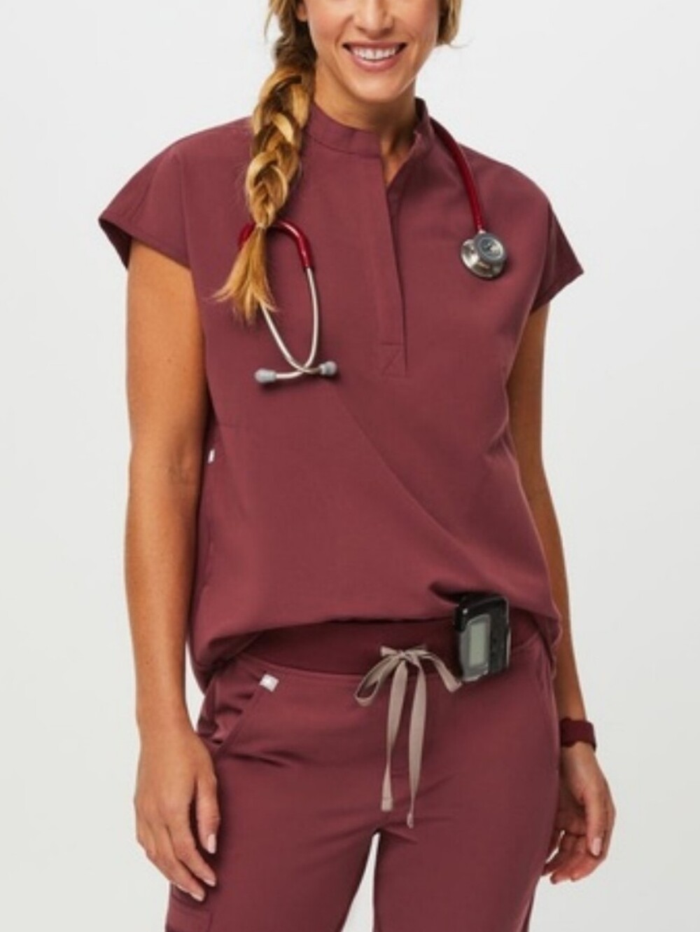 Figs Dark Cherry Rafaela Scrub Top Large Oversized - Picture 2 of 7
